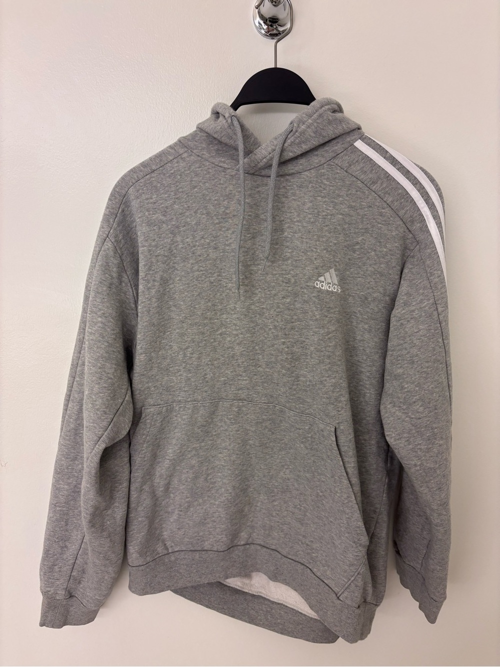 Adidas Gray 3-Stripe Hoodie